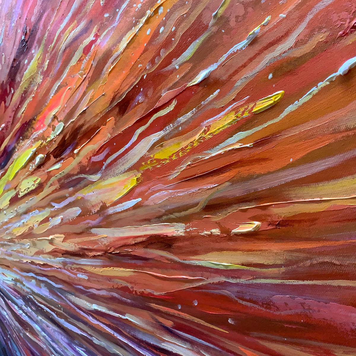 Solar Flare: Original Impasto Abstract Oil Painting - Dynamic