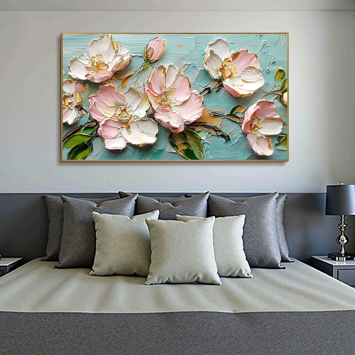 BLOSSOM SERENADE: Textured Impasto Floral Oil Painting