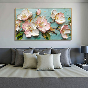 Blossom Serenade: Original Textured Impasto Floral Oil Painting - Pink and White Flower Wall Art
