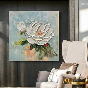 Blossom's Grace: Textured Impasto Magnolia Painting