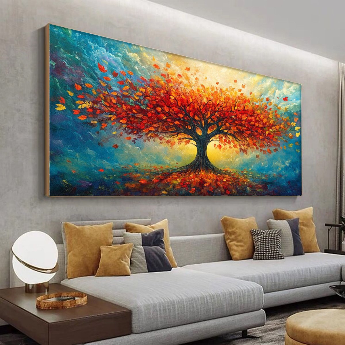 Autumn Fire: Original Textured Landscape Oil Painting - Fall Tree
