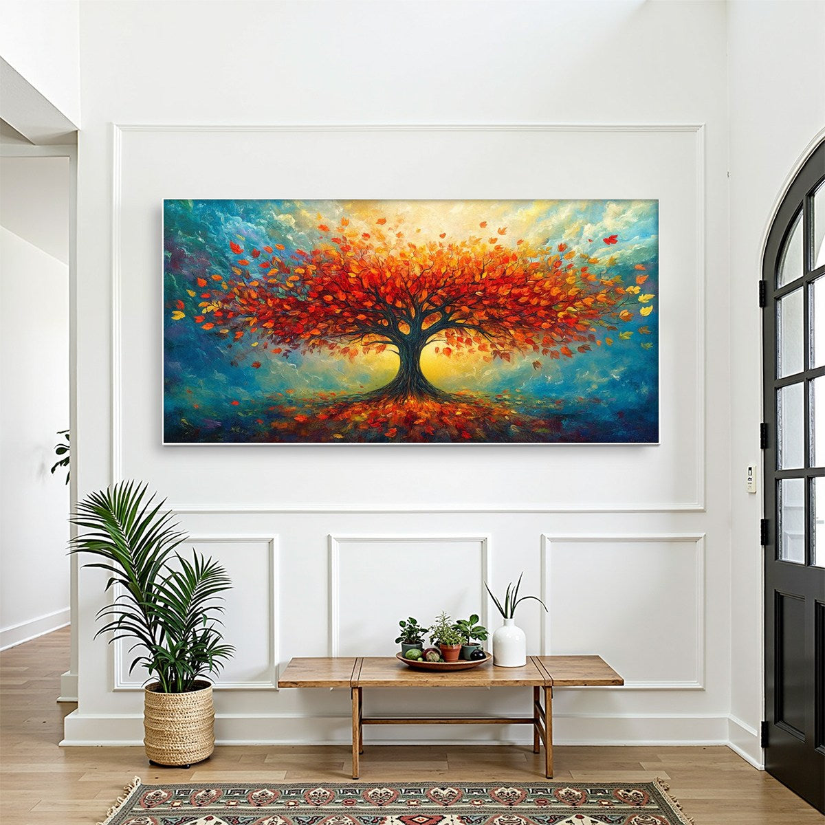 Autumn Fire: Original Textured Landscape Oil Painting - Fall Tree Wall Art