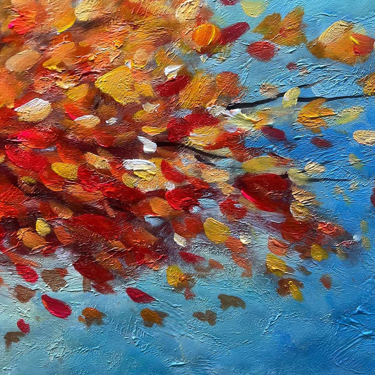 Autumn Fire: Original Textured Landscape Oil Painting - Fall Tree Wall Art