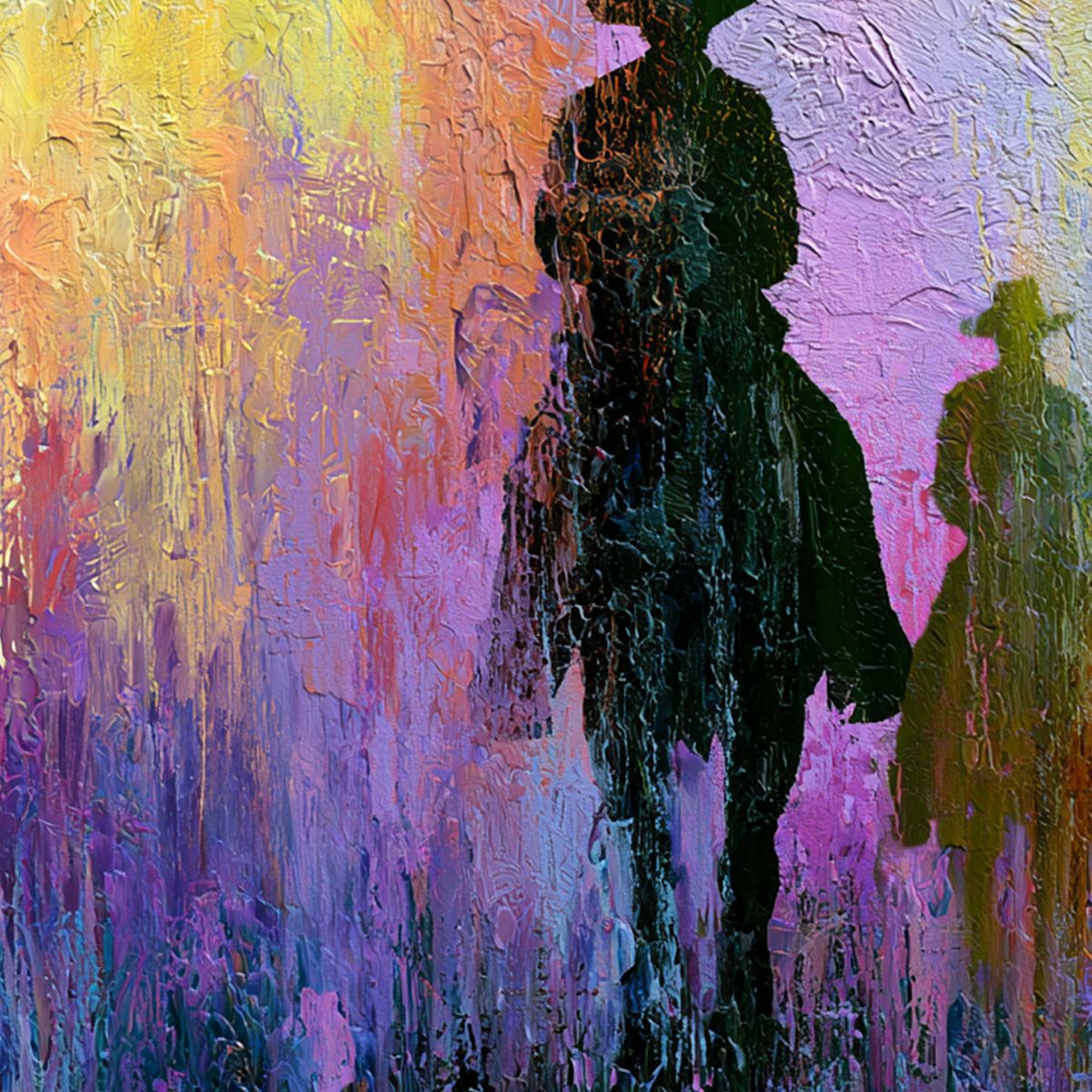 Twilight Posse: Textured Cowboy & Horse Oil Painting Wall Art