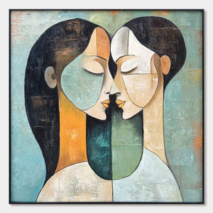 Ready to Ship ｜Unity in Contrast: Abstract Figurative Textured Oil Wall Art