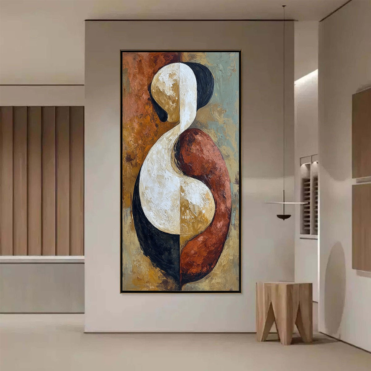 UNITY: Textured Abstract Figurative Oil Painting of Embracing Forms