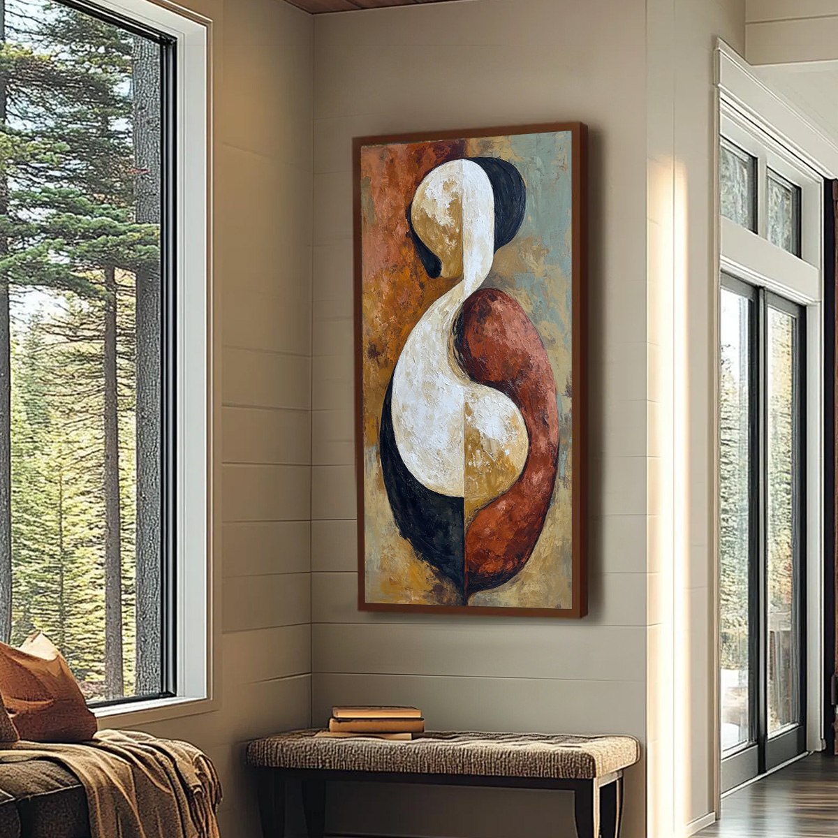 UNITY: Textured Abstract Figurative Oil Painting of Embracing Forms