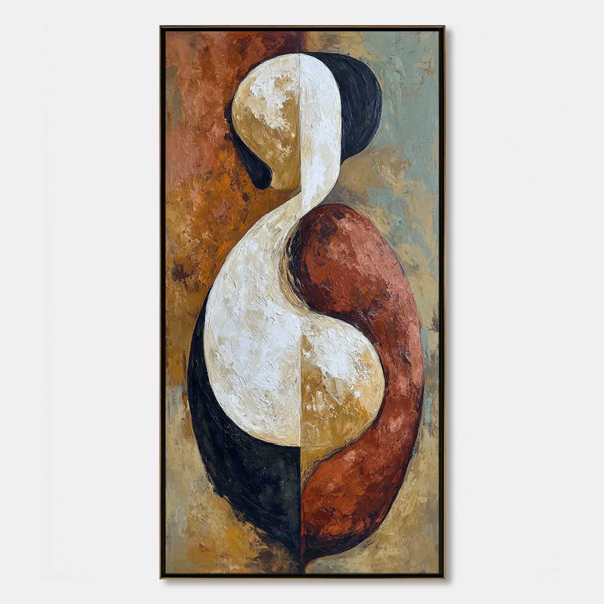 UNITY: Textured Abstract Figurative Oil Painting of Embracing Forms
