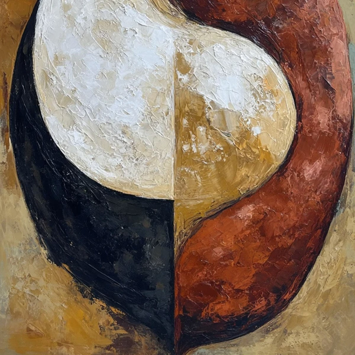 UNITY: Textured Abstract Figurative Oil Painting of Embracing Forms