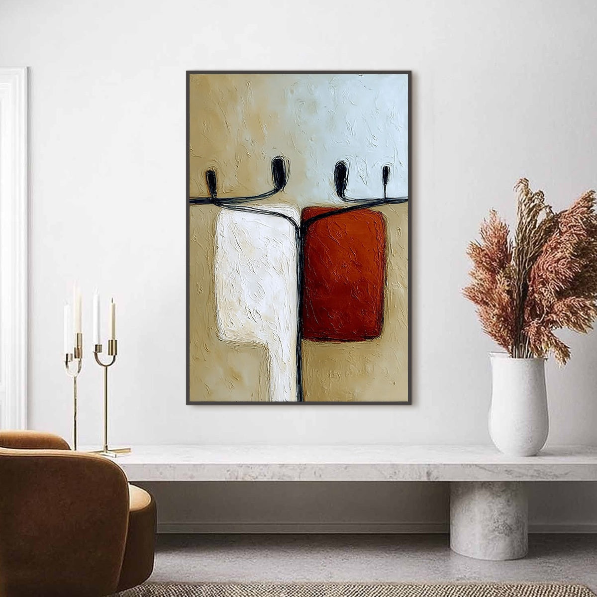 UNITY: Textured Abstract Figurative Painting of Human Connection