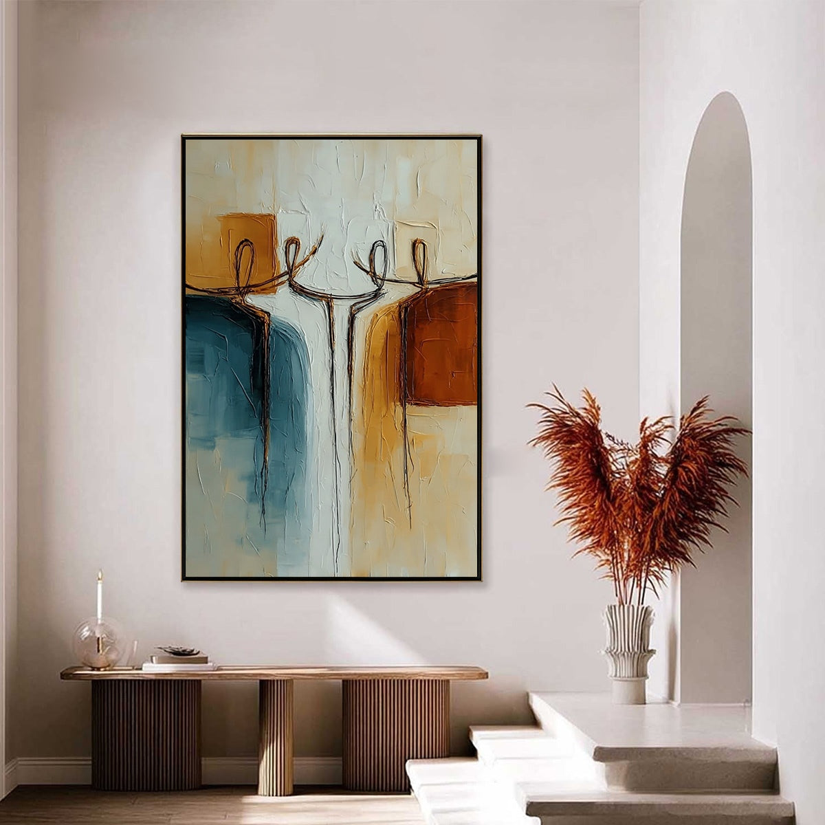 UNITY: Textured Abstract Painting of Connected Figures