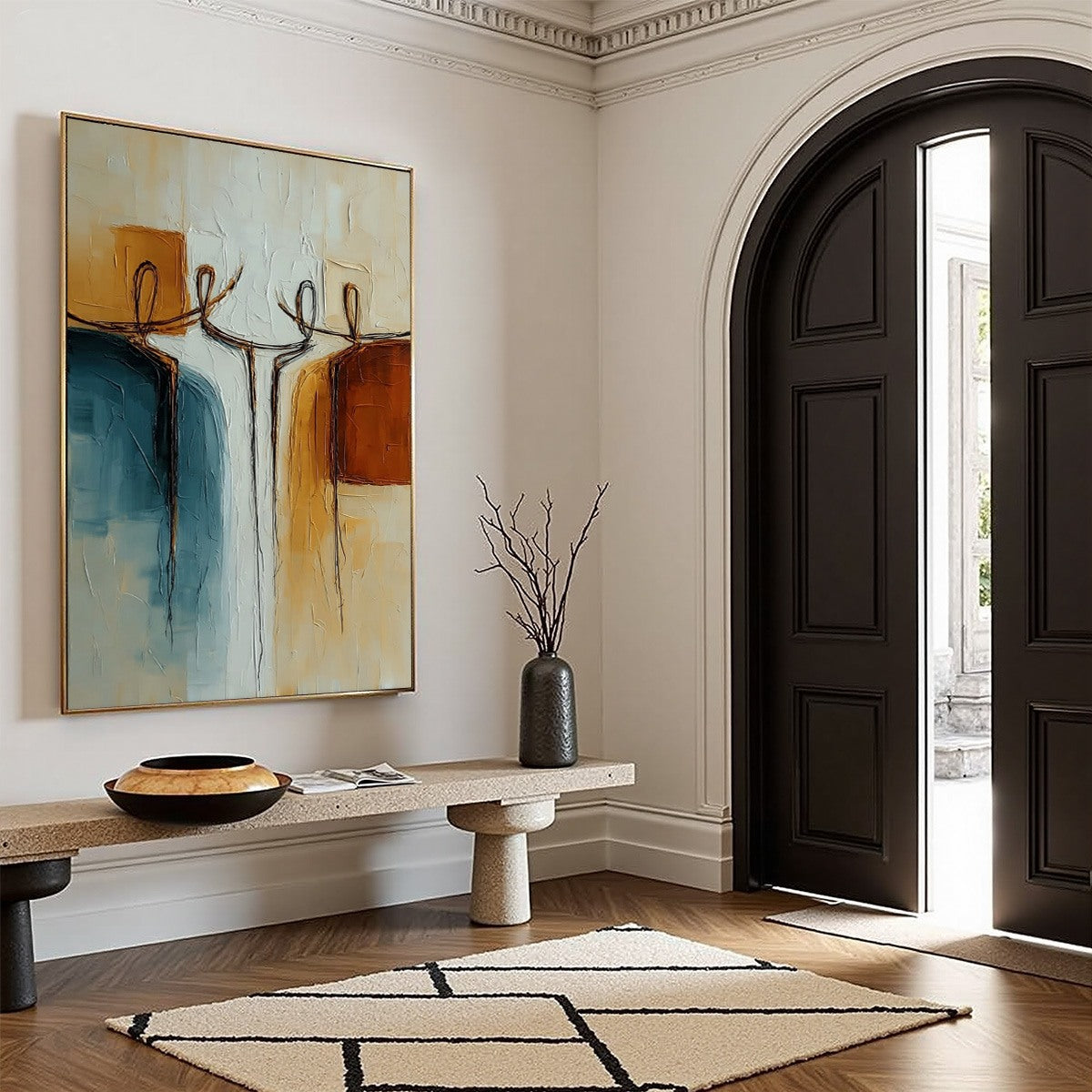 UNITY: Textured Abstract Painting of Connected Figures