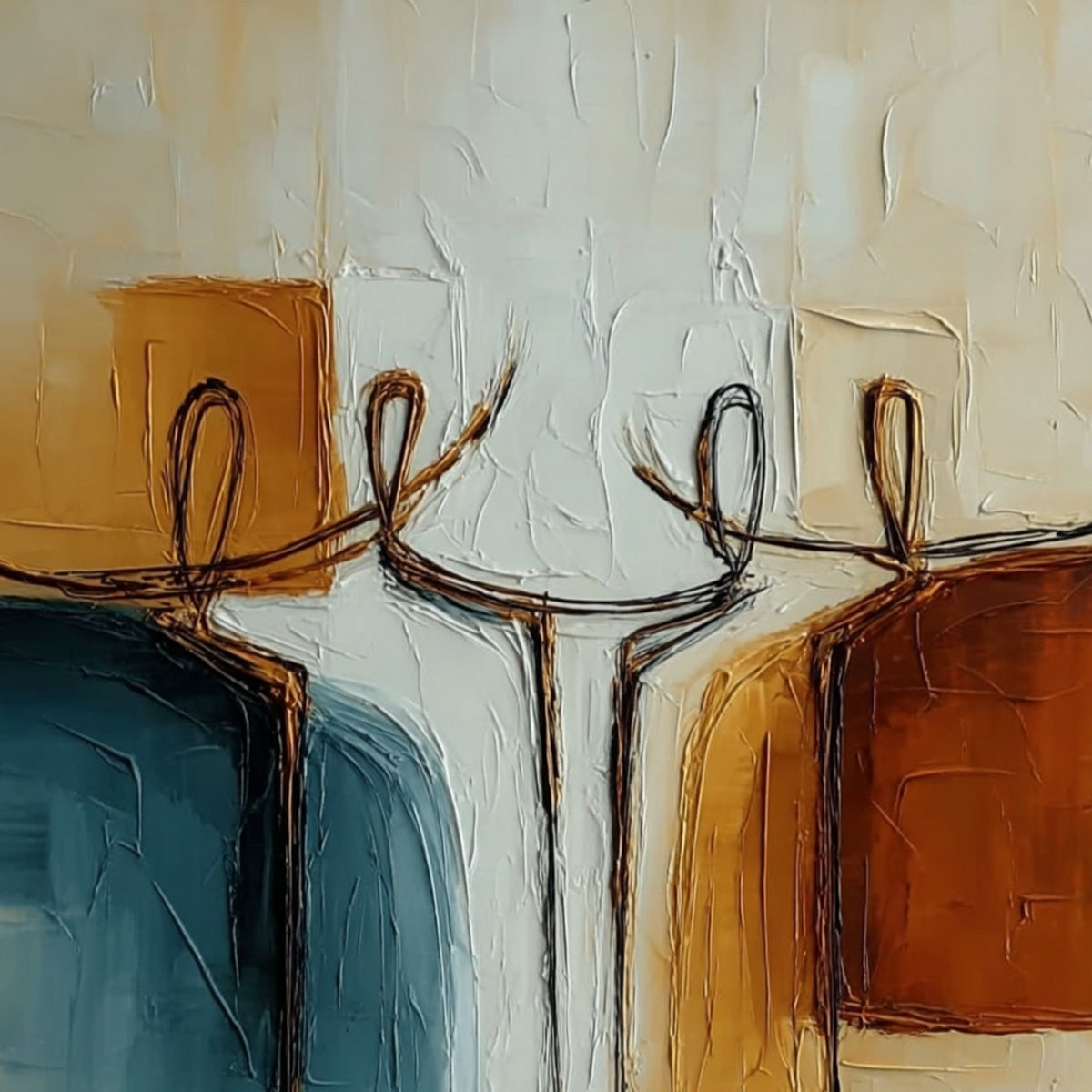 UNITY: Textured Abstract Painting of Connected Figures