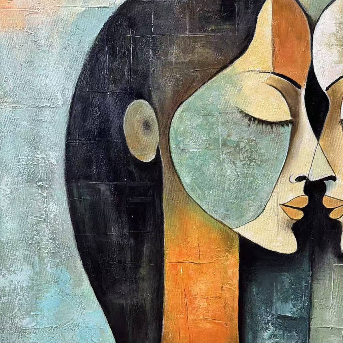 UNITY IN CONTRAST: Textured Abstract Figurative Oil Painting