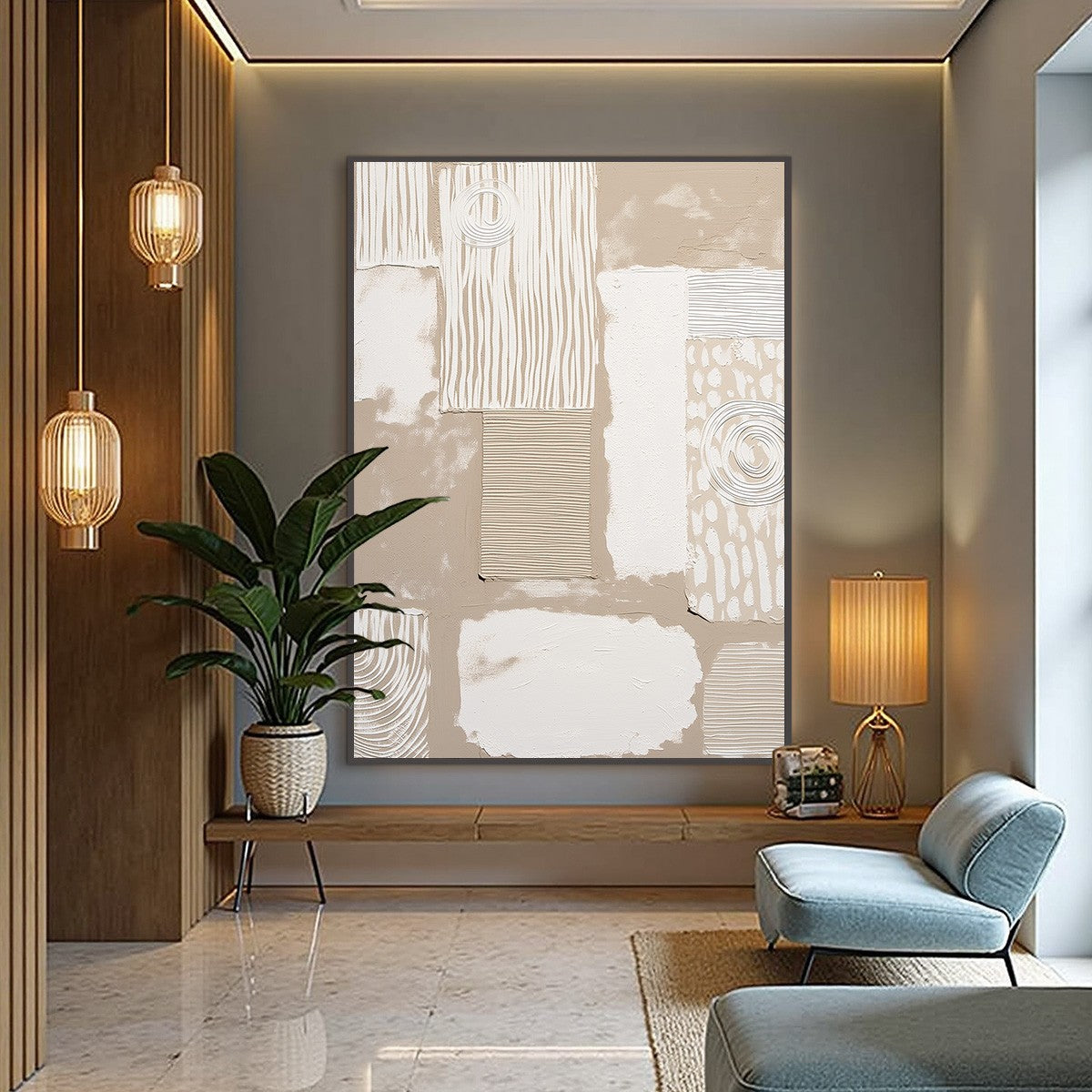 URBAN ARTIFACTS: Large Textured Minimalist Abstract Painting