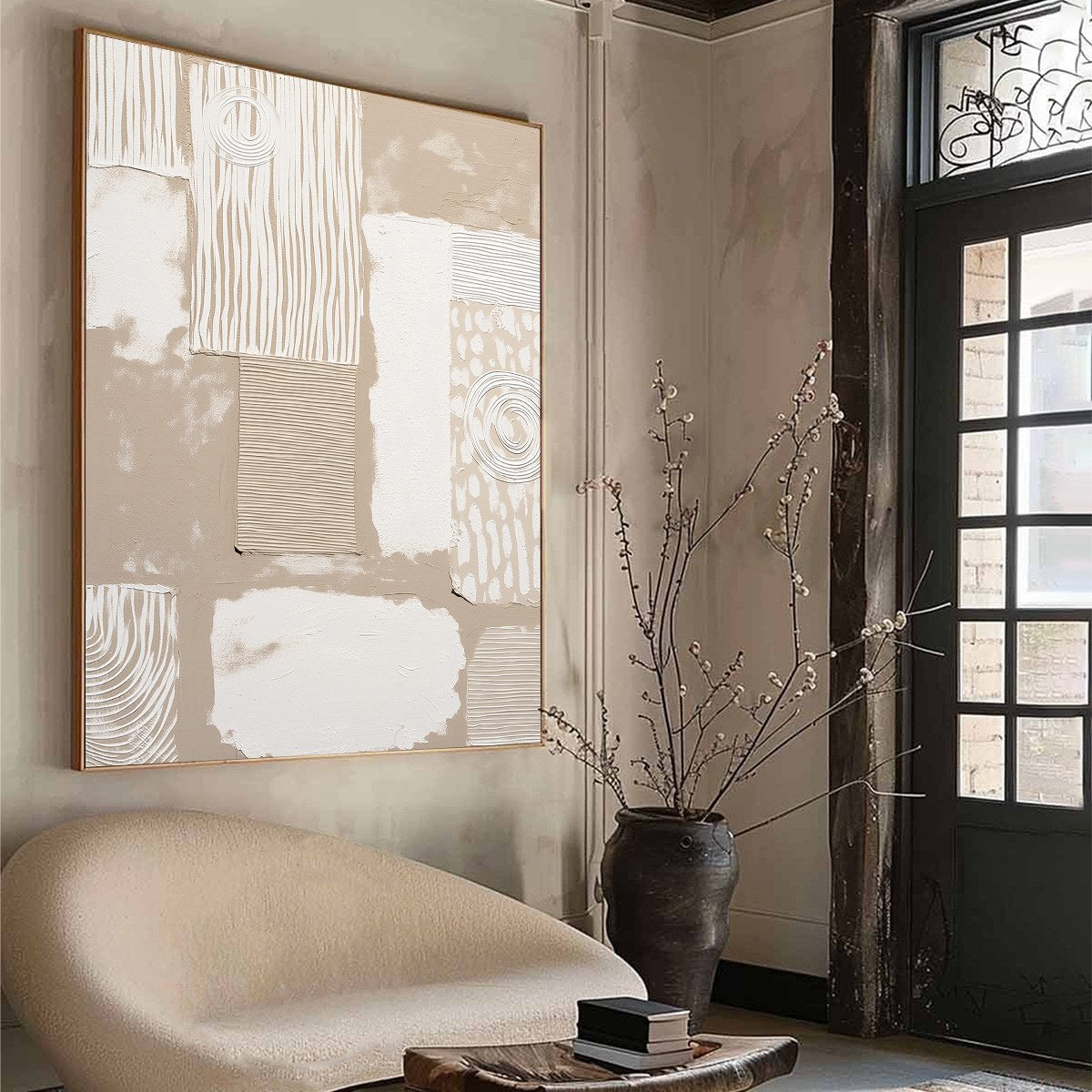 URBAN ARTIFACTS: Large Textured Minimalist Abstract Painting