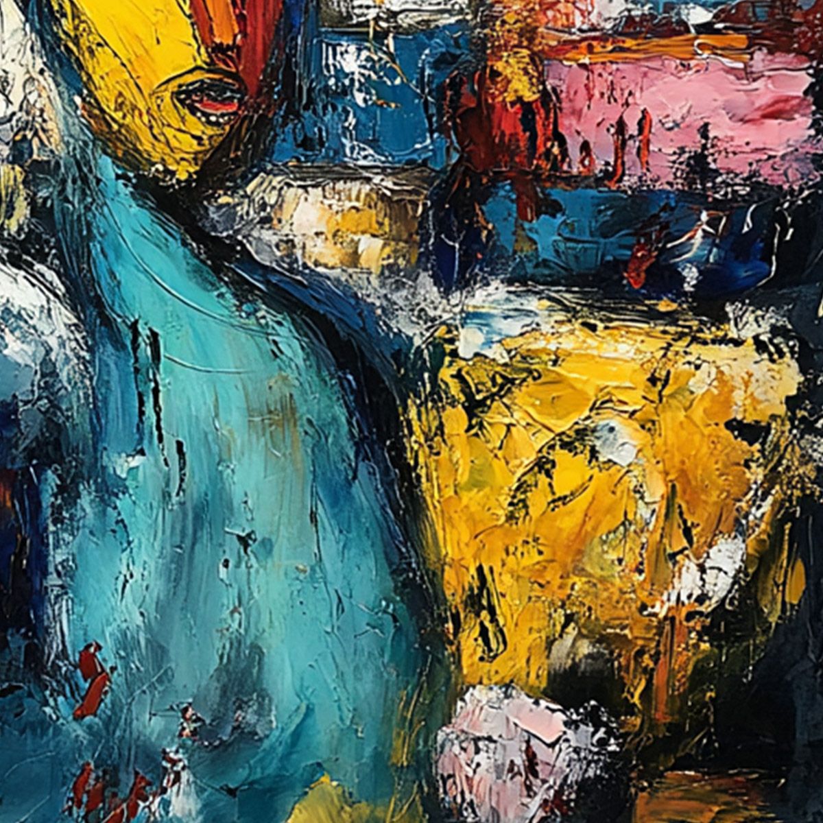 URBAN BEACON: Abstract Impasto Statue of Liberty Painting