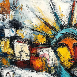 URBAN BEACON: Abstract Impasto Statue of Liberty Painting