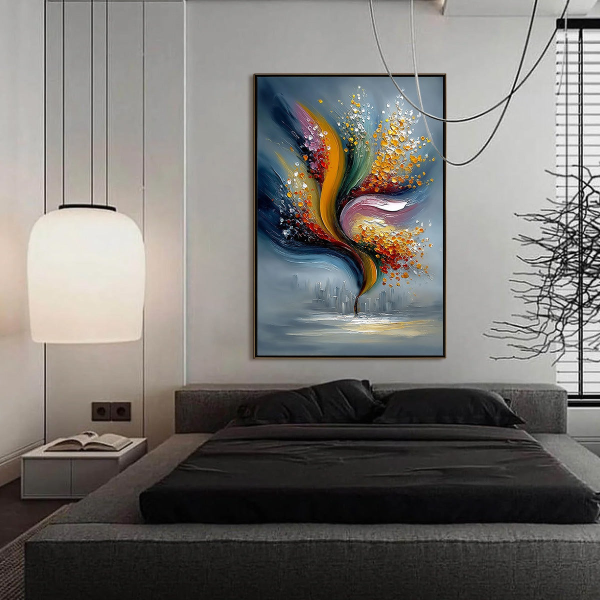 URBAN BLOOM: Textured Abstract Cityscape Palette Knife Painting