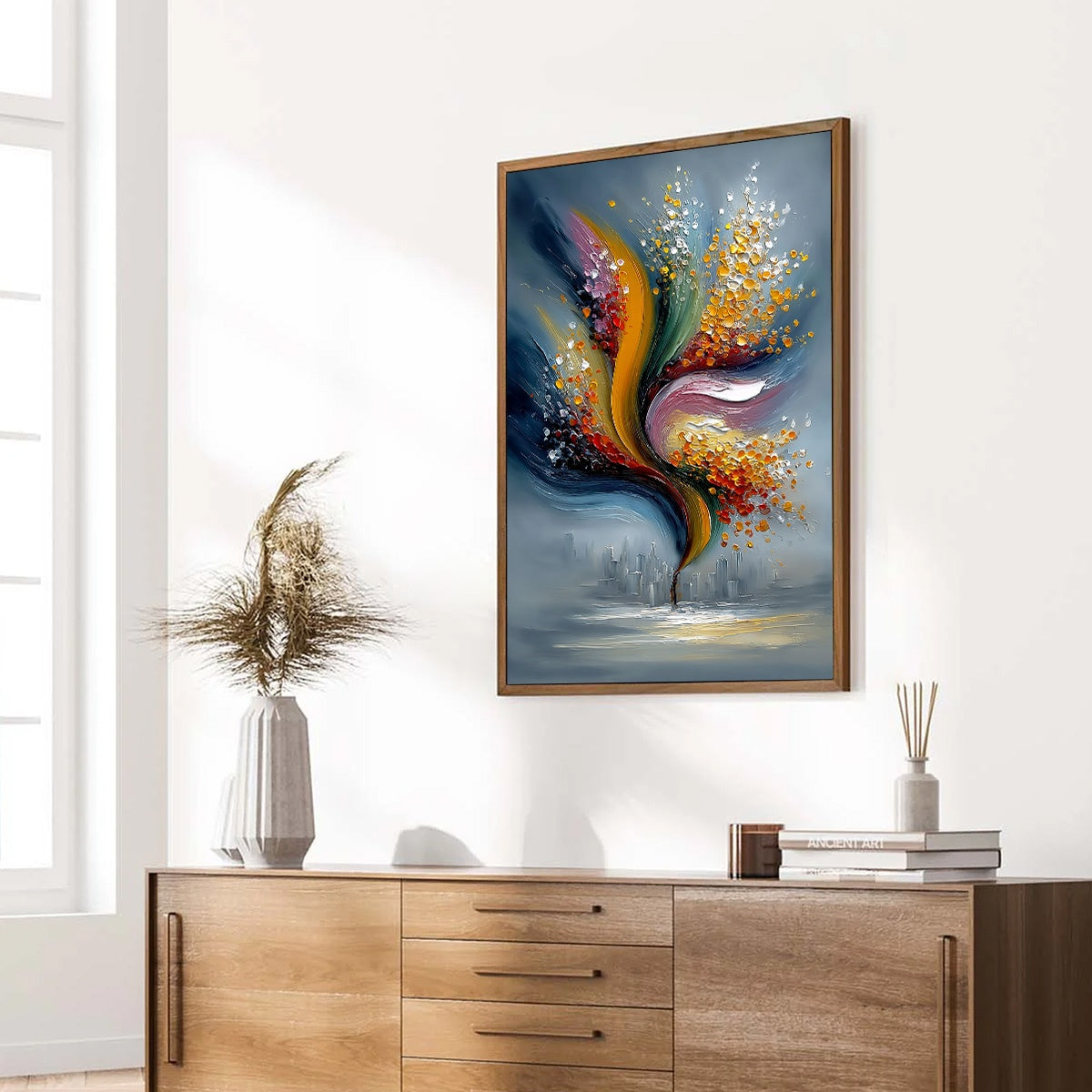 URBAN BLOOM: Textured Abstract Cityscape Palette Knife Painting