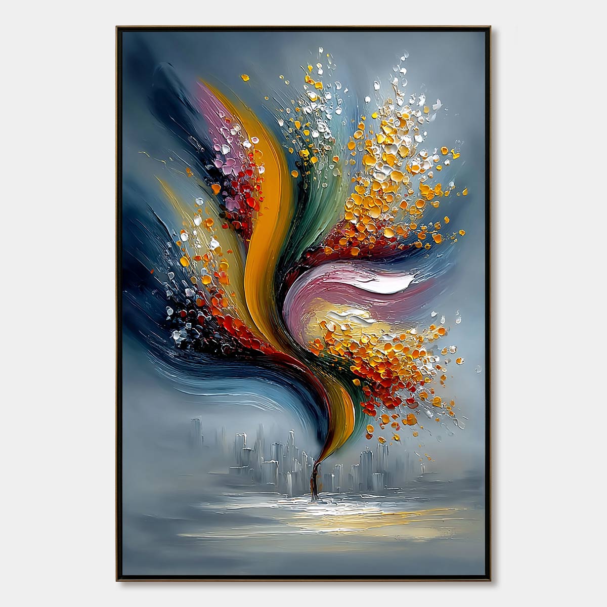 URBAN BLOOM: Textured Abstract Cityscape Palette Knife Painting