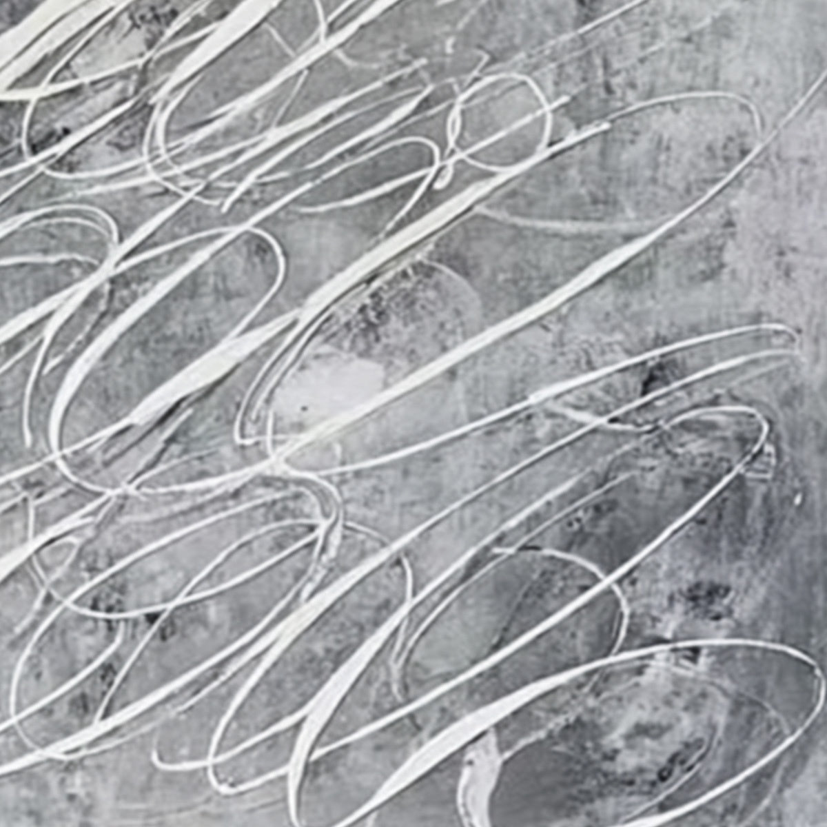 Urban Calligraphy | Textured Grey Abstract Square Oil Painting