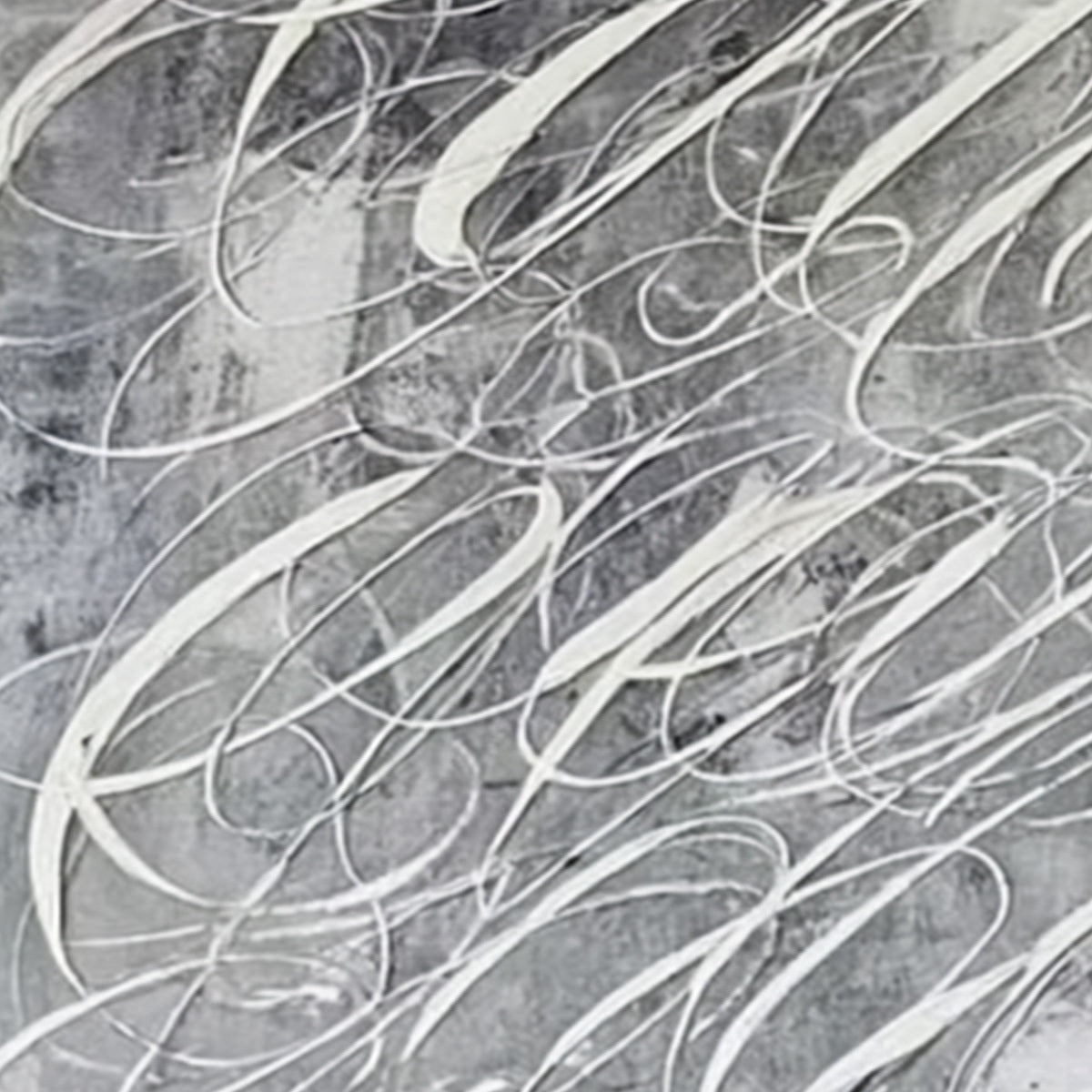 Urban Calligraphy | Textured Grey Abstract Square Oil Painting