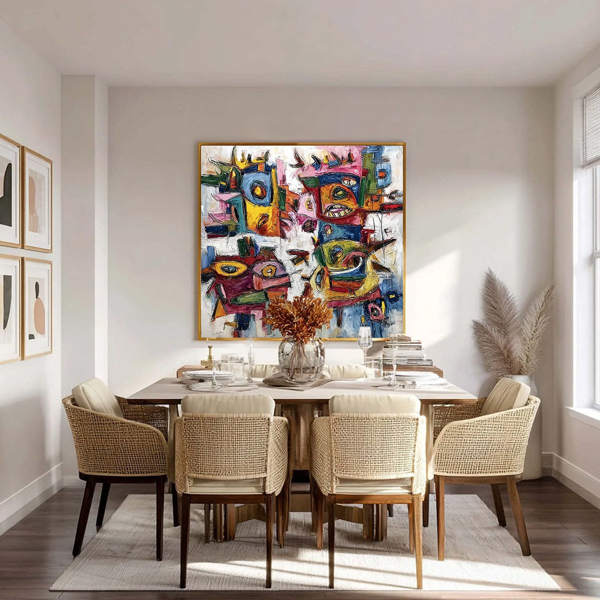 URBAN CARNIVAL: Large Colorful Abstract Impasto Painting for Modern Decor