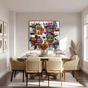 URBAN CARNIVAL: Large Colorful Abstract Impasto Painting for Modern Decor