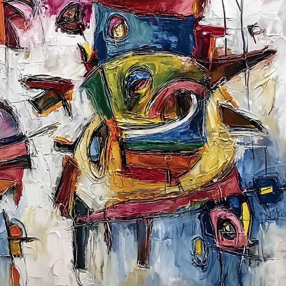 URBAN CARNIVAL: Large Colorful Abstract Impasto Painting for Modern Decor