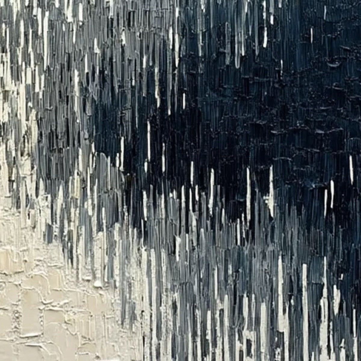 URBAN CASCADE: Large Square Textured Monochrome Abstract Painting