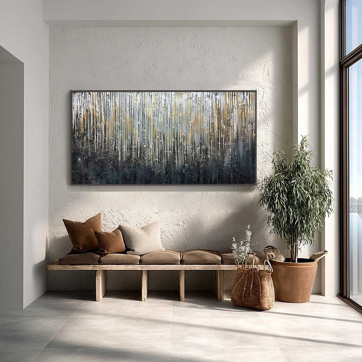 URBAN CASCADE: Large Textured Abstract Palette Knife Painting