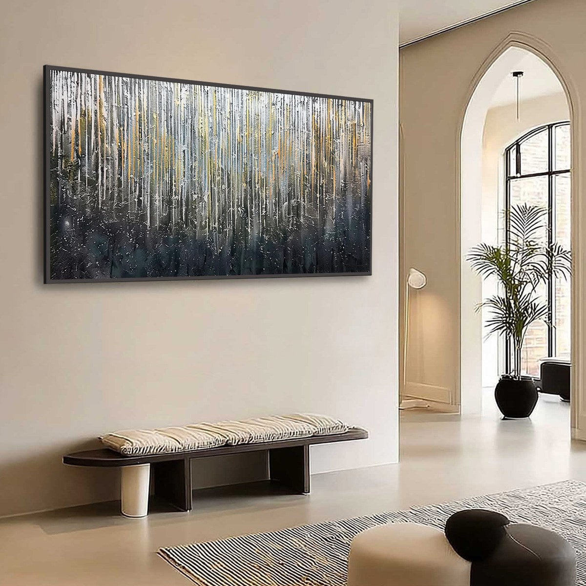 URBAN CASCADE: Large Textured Abstract Palette Knife Painting