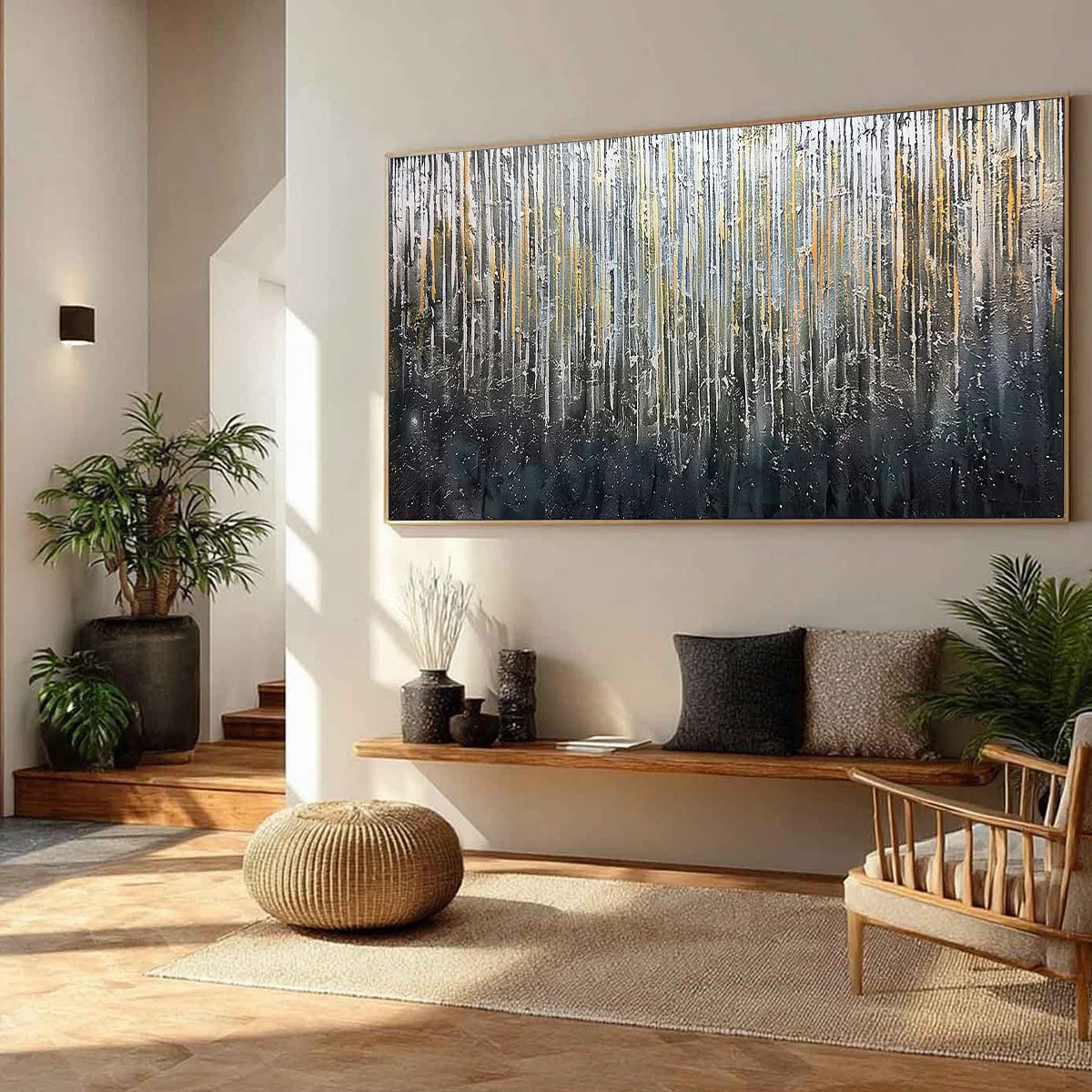 URBAN CASCADE: Large Textured Abstract Palette Knife Painting