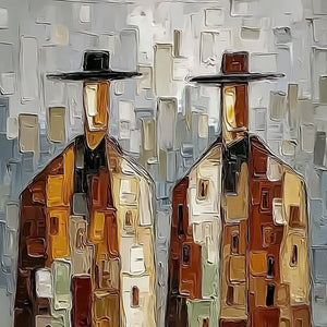 URBAN COMPANIONS: Textured Abstract Figurative Impasto Painting