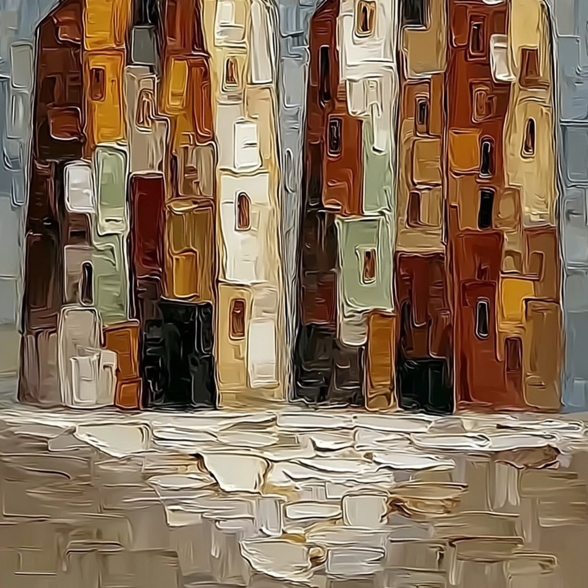 URBAN COMPANIONS: Textured Abstract Figurative Impasto Painting