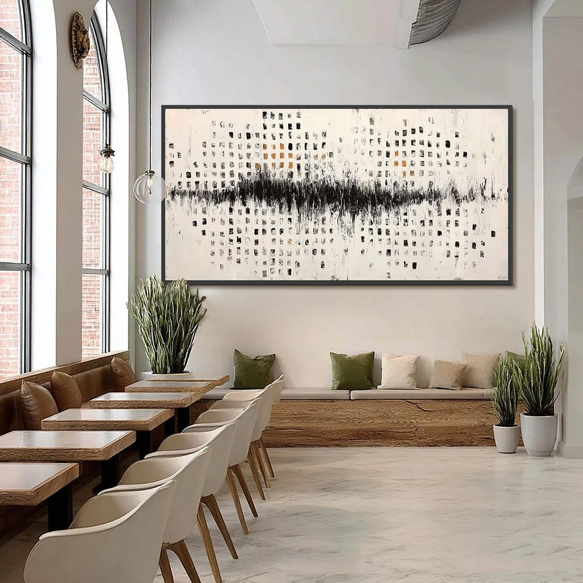 URBAN ECHO: Large Black and White Textured Abstract Painting