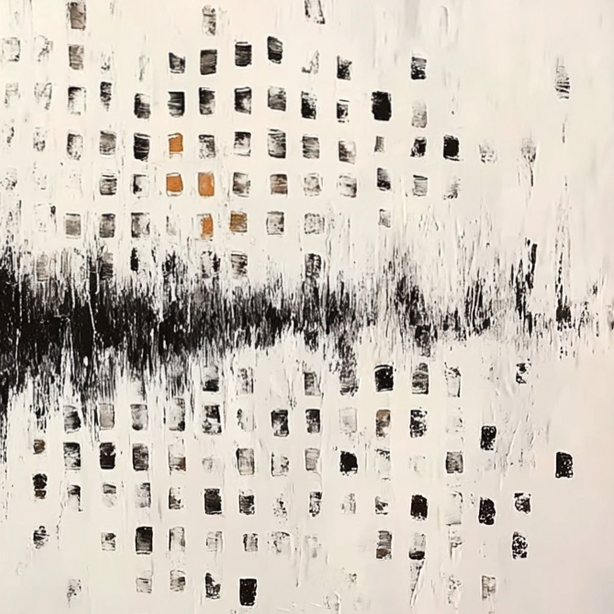 URBAN ECHO: Large Black and White Textured Abstract Painting