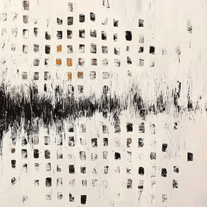 URBAN ECHO: Large Black and White Textured Abstract Painting