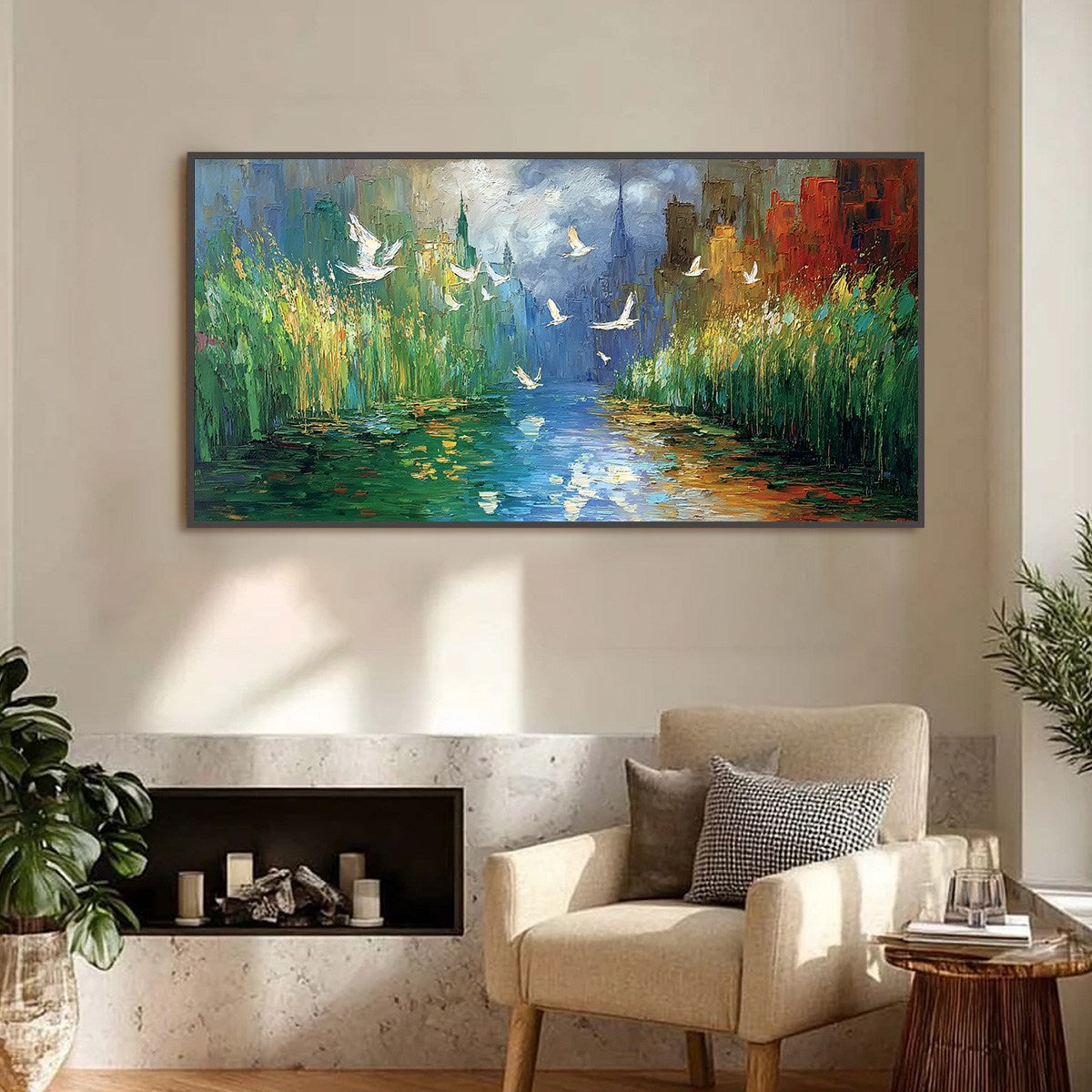 URBAN EXODUS: Colorful Abstract Cityscape Painting with Palette Knife Texture