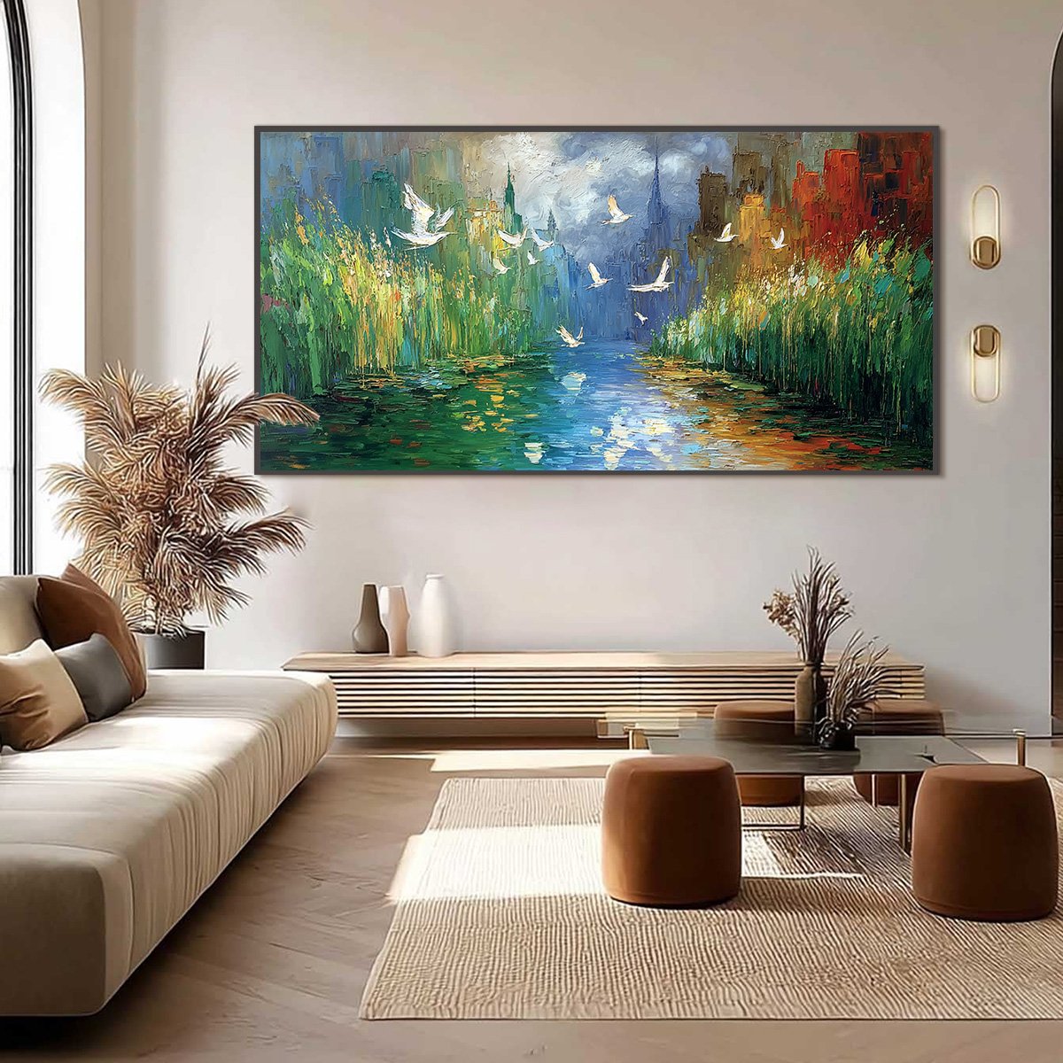 URBAN EXODUS: Colorful Abstract Cityscape Painting with Palette Knife Texture