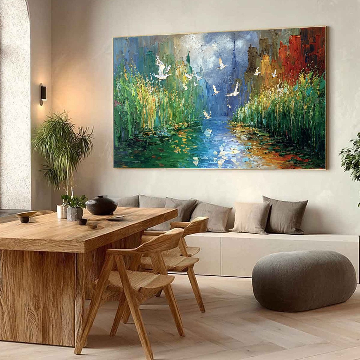 URBAN EXODUS: Colorful Abstract Cityscape Painting with Palette Knife Texture