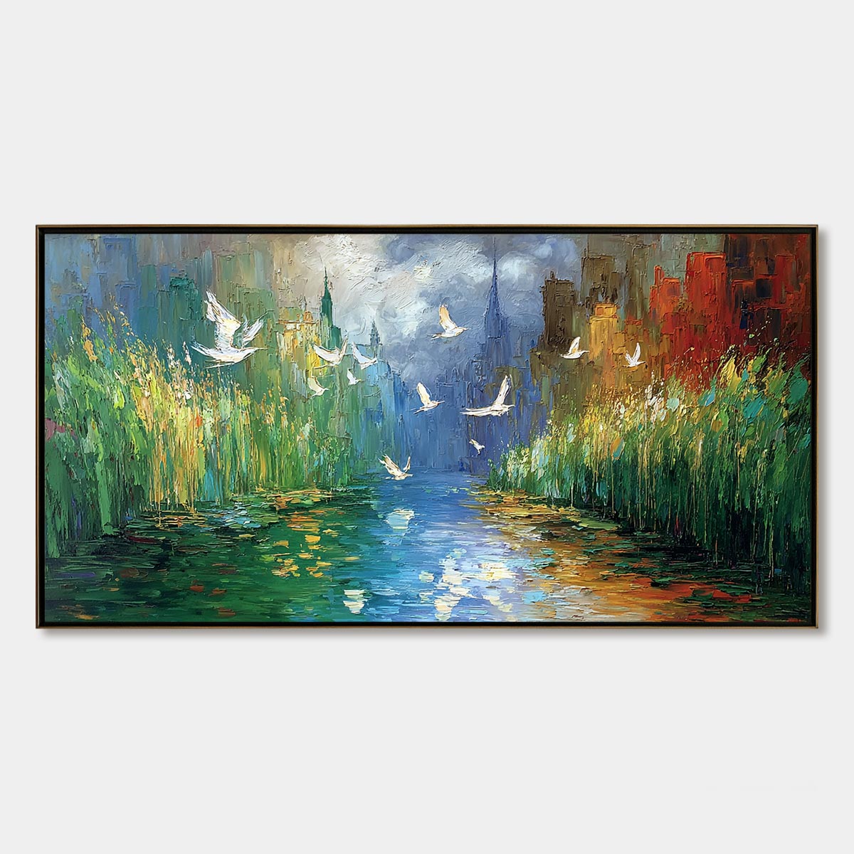 URBAN EXODUS: Colorful Abstract Cityscape Painting with Palette Knife Texture