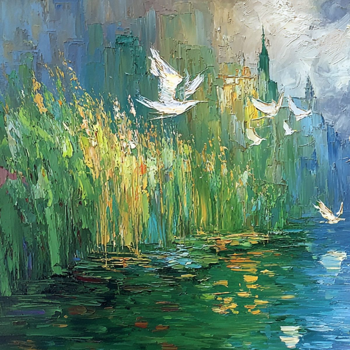 URBAN EXODUS: Colorful Abstract Cityscape Painting with Palette Knife Texture