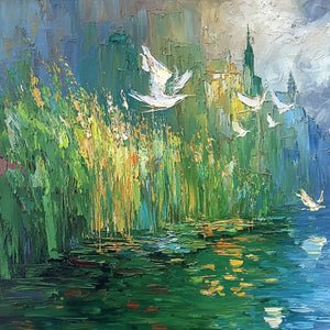 URBAN EXODUS: Colorful Abstract Cityscape Painting with Palette Knife Texture