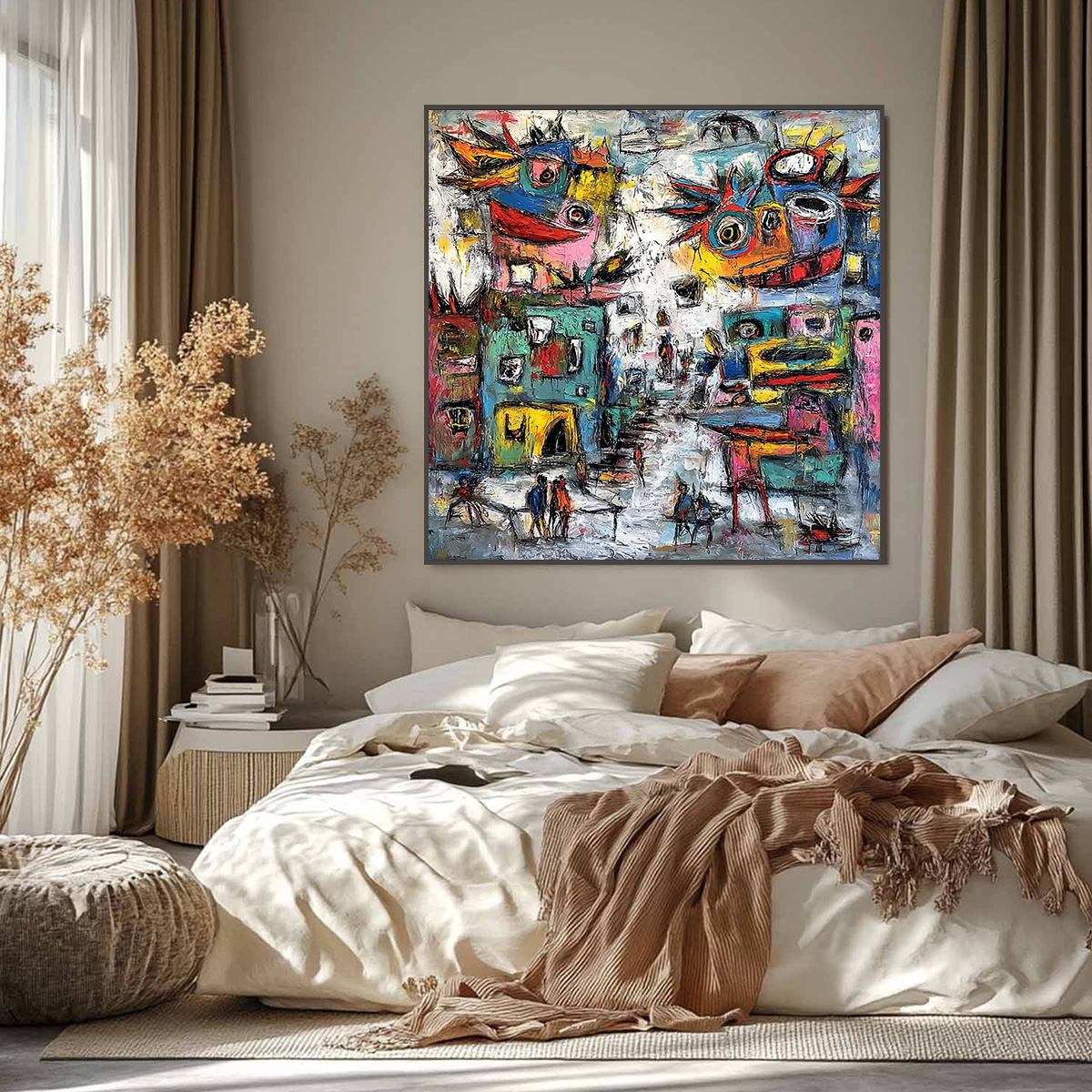 URBAN FANTASIA: Vibrant and Textured Abstract Cityscape Painting