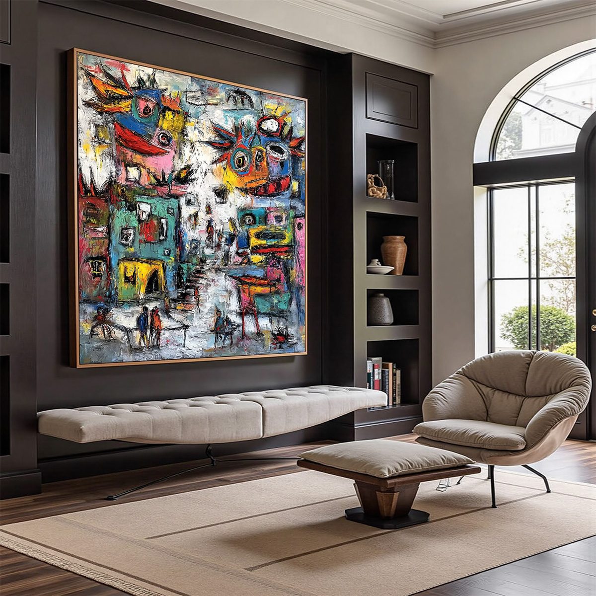 URBAN FANTASIA: Vibrant and Textured Abstract Cityscape Painting