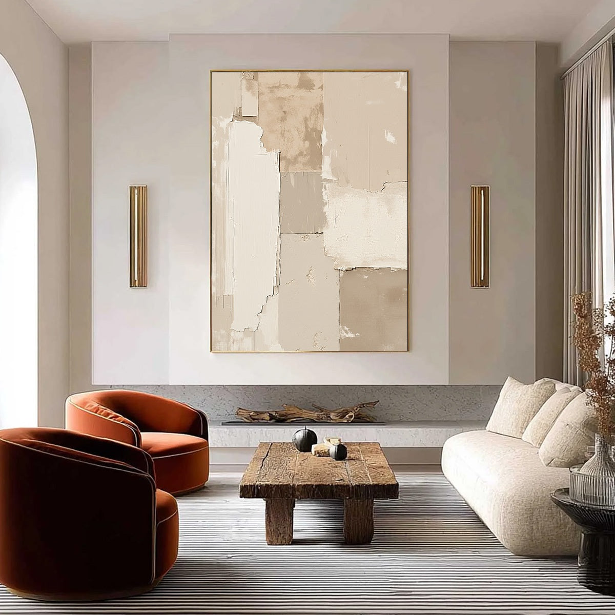 URBAN FOSSIL: Large Vertical Textured Minimalist Abstract Painting