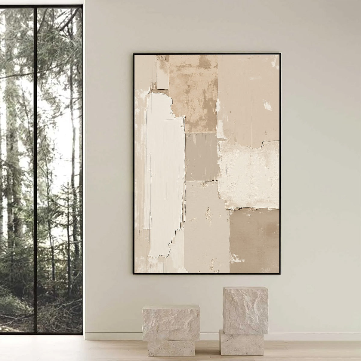 URBAN FOSSIL: Large Vertical Textured Minimalist Abstract Painting
