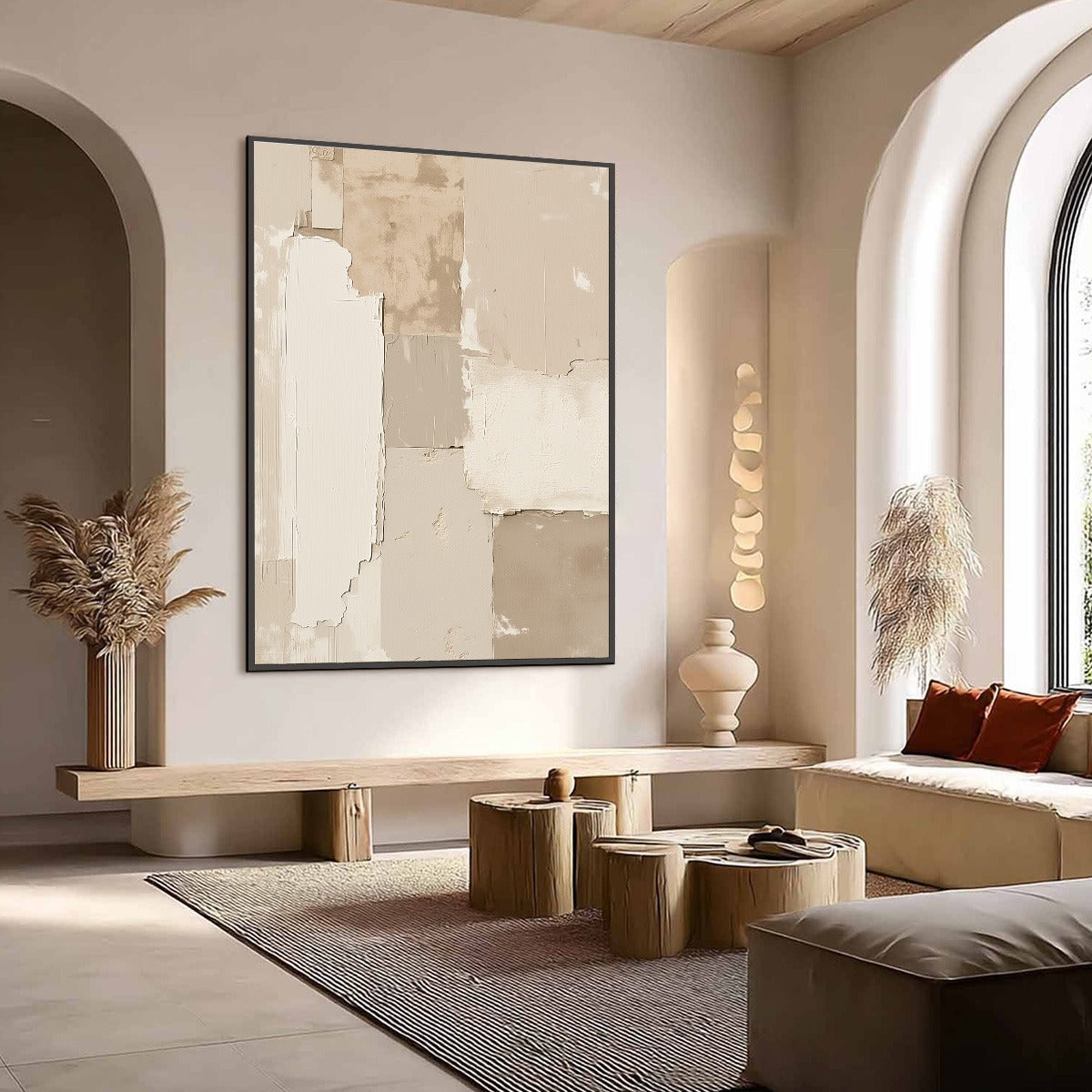URBAN FOSSIL: Large Vertical Textured Minimalist Abstract Painting